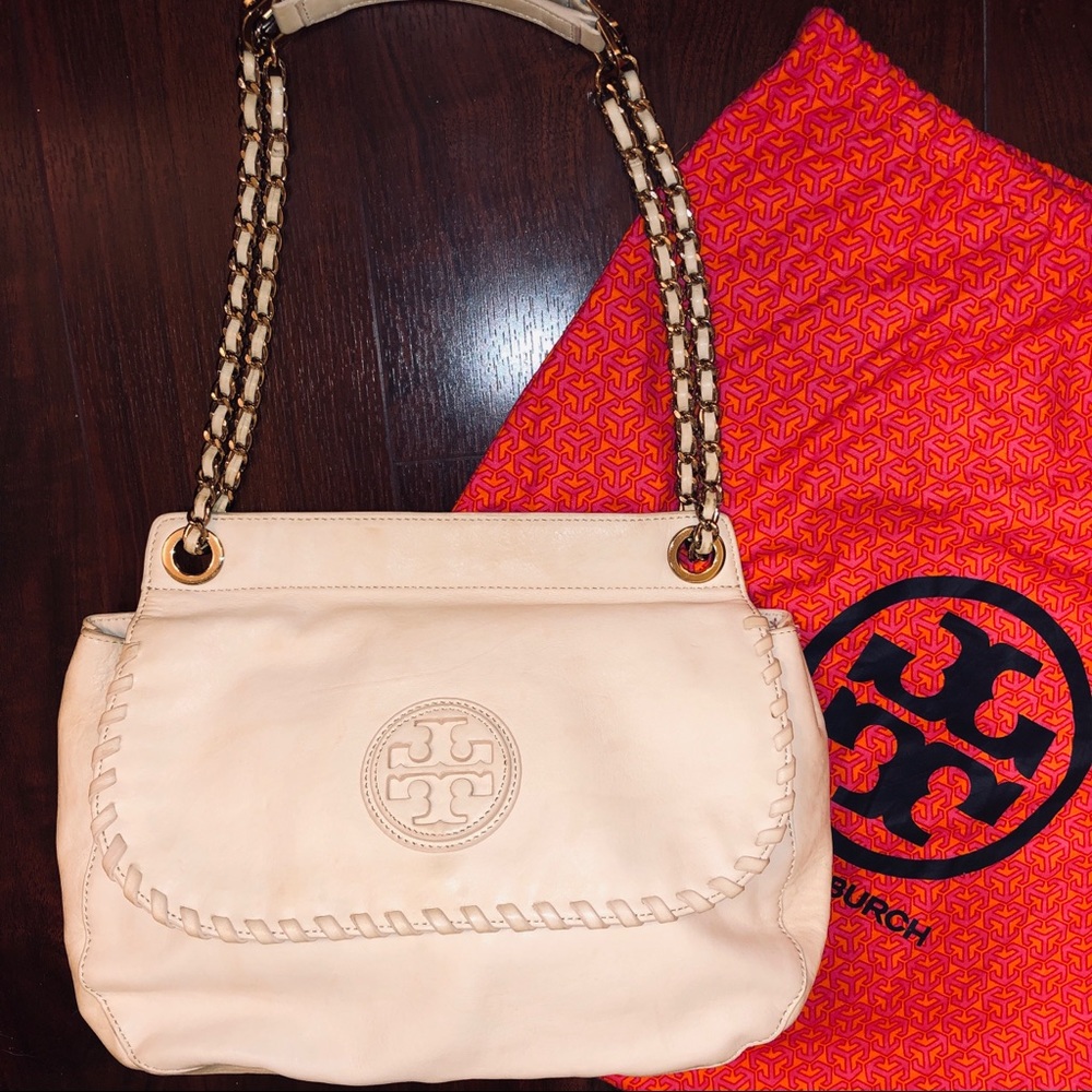 Tory Burch Off White Saddle Bag